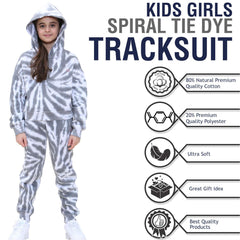Kids Tie Dye Tracksuit Gym Cropped Hoodie Sweatpants Cord Set Girls Age 5-13
