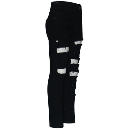 Boys Ripped Denim Jeans Comfortable Stretch Skinny Trousers Trendy Summer Pants