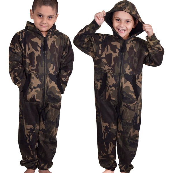 A2Z Onesie One Piece Kids Camo Green Pyjamas Sleepsuit Costume Girls & Boys