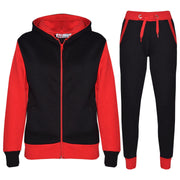 A2Z 4 Kids Girls Boys Red Plain Fleece Tracksuit Contrast Hoodie With Joggers Jogging Suit Sports Activewear Sweatpants Outfit Set Childrens Unisex Age 2 3 4 5 6 7 8 9 10 11 12 13 Years