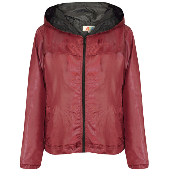 A2Z 4 Kids® Girls Boys Raincoats Jackets Kids Wine Lightweight Kag Mac Waterproof Hooded Jacket Cagoule Rain Mac Age 5 6 7 8 9 10 11 12 13 Years