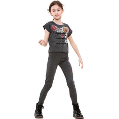 Girls Top Kids Short sleeves Made You Look Print Crop Top & Legging Set 5-13 Yrs