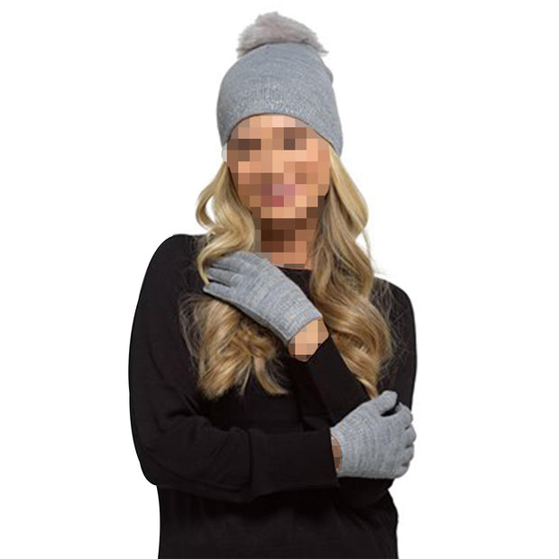 A2Z Ladies Hat Gloves Knit Beanie Pom Pom Winter Warm Soft Cozy Hats Gloves Set