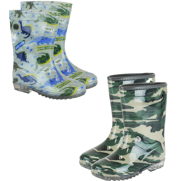 Kids Boys Anti-Skid Waterproof Rubber Wellies Lightweight Kids Wellington Boots
