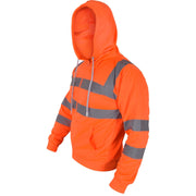 A2Z High Visibility Safe Work Hooded Zipper Two Tone Reflective Tape Pullover Sweatshirt Hi Vis Viz Casual Workout Safety Zip Up Hoodie Workwear For Men's Small Mediuam Large XL 2XL 3XL 4XL