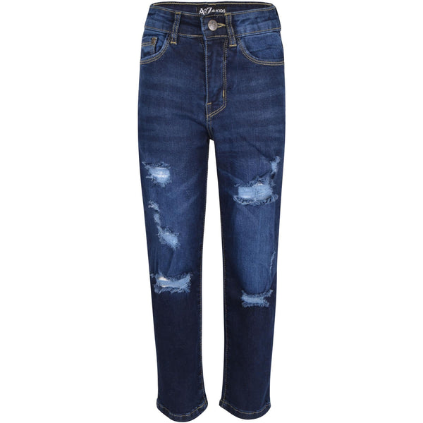 Kids Boys Relaxed Straight Fit Boot Cut Ripped Jeans for Teens Cotton Jeans 5-13