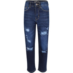 Kids Boys Relaxed Straight Fit Boot Cut Ripped Jeans for Teens Cotton Jeans 5-13