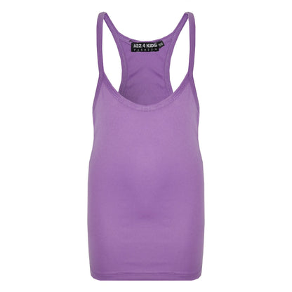 Kids Girls Childrens Vest Top Tank Top Fitted Age 5-6, 7-8, 9-10, 11-12,13 Years