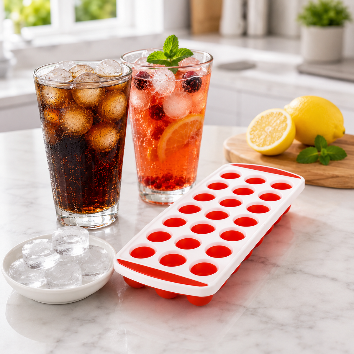 A2Z 21 Cube Ice Tray Silicone Push Up Easy Release Freezer Ice Mould PP TPR