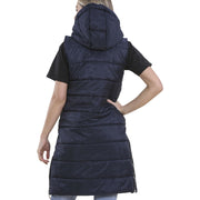 Ladies Sleeveless Gilet Oversized Hooded Quilted Gilet Padded Long Line Coat
