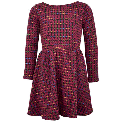 Kids Girls Skater Dress Long Sleeve Tweed Texture Flared Party Summer Dresses