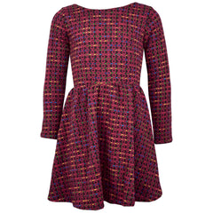 Kids Girls Skater Dress Long Sleeve Tweed Texture Flared Party Summer Dresses