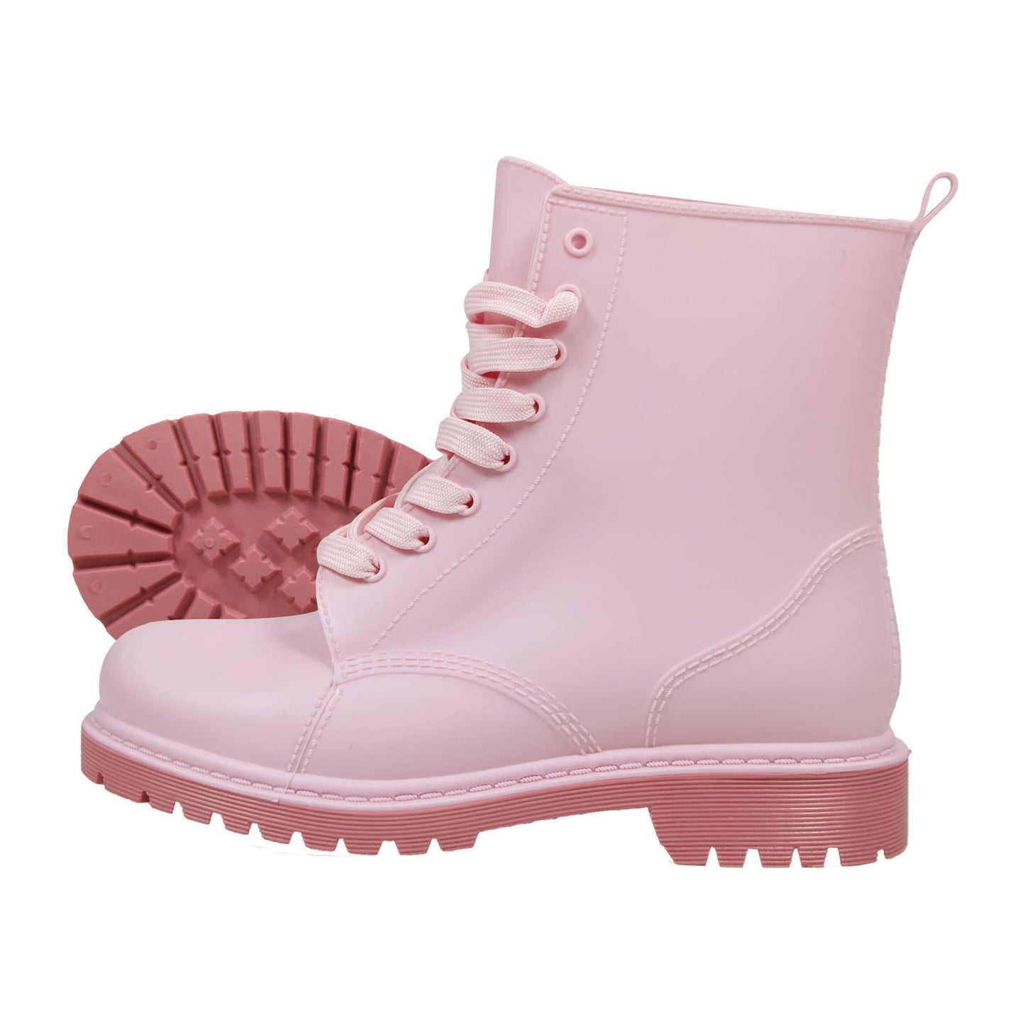 A2Z Womens Wellington Boots Lace Up Pink Waterproof PVC Rain Shoes Ankle Wellies