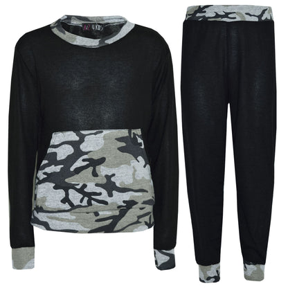 Kids Jogging Suit Boys Girls Camouflage Contrast Lounge Suit Tracksuit 7-13 Year