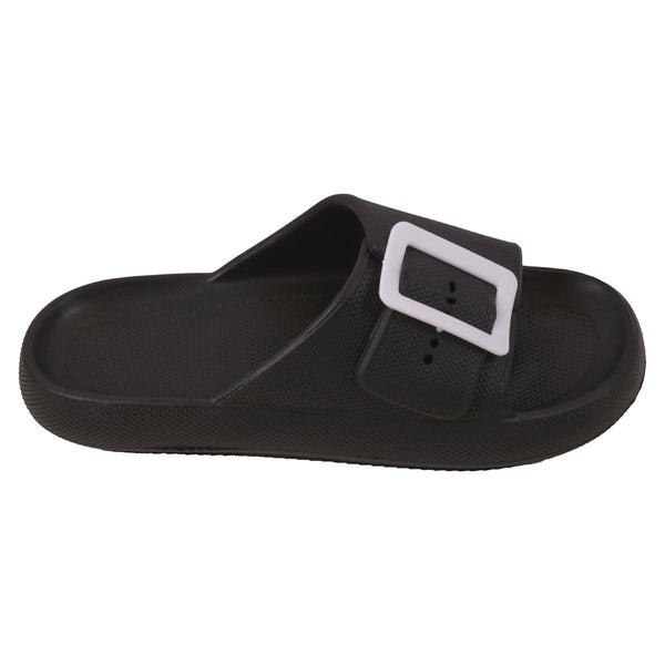 A2Z Girls Teens Open Toe Knitted Effect Lightweight Flat Ladies Walking Sliders