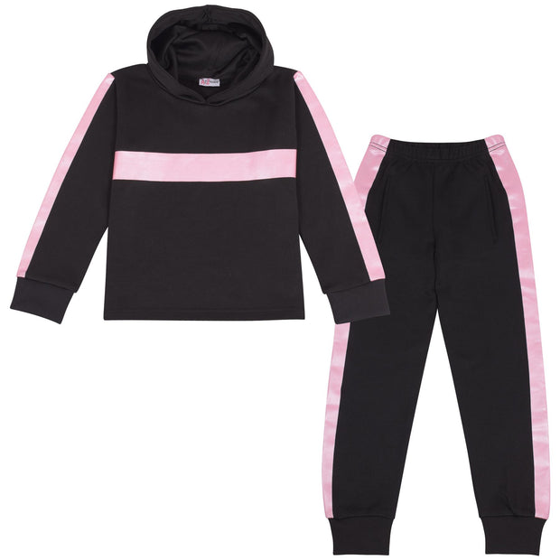 A2Z 4 Kids Girls Baby Pink Print Tracksuit Cropped Hoodie with Jogger Sweatpants Gym Sports Activewear Cord Set For Children Girls Age 5-6, 7-8, 9-10, 11-12 & 13 Years