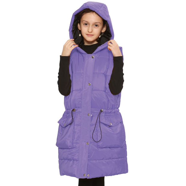Kids Girls Fashion Oversized Gilet Long Line Jacket Long Sleeveless Coat 7-13 Yr