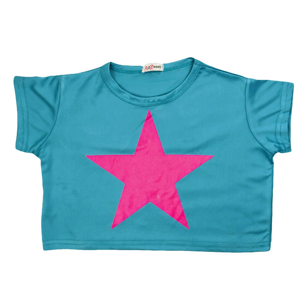 A2Z 4 Kids Girls Short Sleeves Crop Top Star Soft Feel Breathable Crop Top