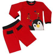 Kids Girls Boys Christmas Pyjamas Children PJs 2 Piece Penguin Set Lounge Suit - A2Z 4 Kids