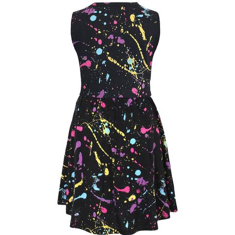 A2Z 4 Kids Girls Skater Dress Pastel Splash Print Fashion Party Top Summer Dresses New Age 5 6 7 8 9 10 11 12 13 Years
