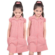 Kids Girls Pack Of 2 Uniform School Dress Gingham Dress With Matching Scrunchies