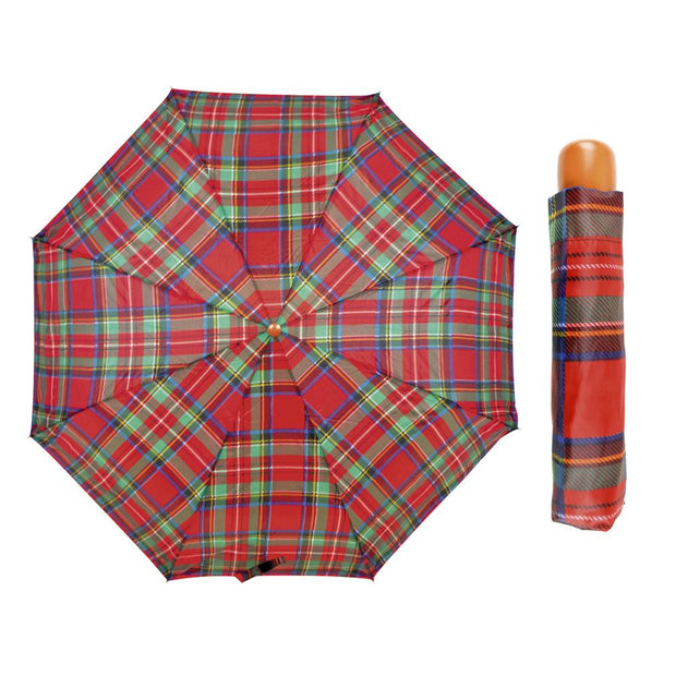 A2Z Supermini Umbrella Tartan|Wood Effect Handle|Protected from the Rain and Sun - A2Z 4 Kids