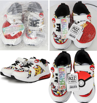 Kids Boys Pokemon Light-Up Trainers Official Pikachu Shoes LED Flashing Soles