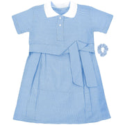 Girls 2 Pack Gingham School Dress Check Belted Dresses With Matching Scrunchies - A2Z 4 Kids