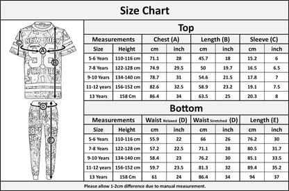 Boys Top Kids New York Brooklyn 98 Camouflage T Shirt Tops & Trouser Set 7-13 Yr