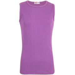 Kids Girls Ribbed Vest Top 100% Thick Cotton Fashion Tank Tops T Shirt 2-13 Year