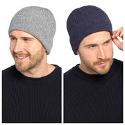 A2Z Mens Hat 2 Pack Ribbed Knit Beanie Soft Feel Stretchy Winter Warm Cozy Cap