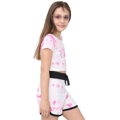 Kids Tie Dye Crop Top & Shorts Set Active Wear Summer Girls Boys Age 5-13 years