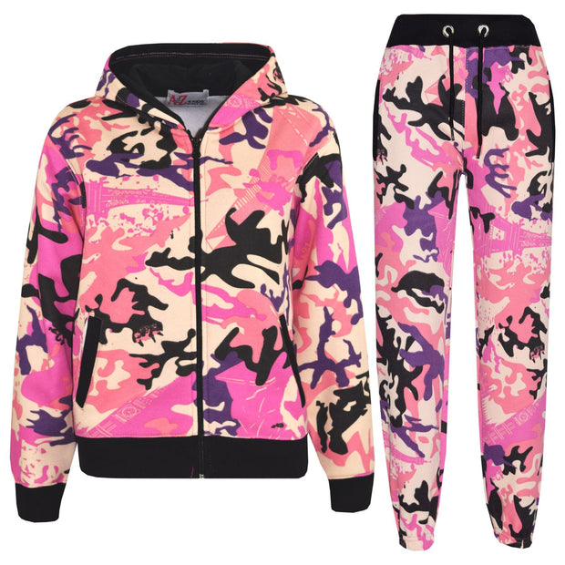 A2Z 4 Kids® Kids Tracksuit Boys Girls Designer's Baby Pink Camouflage Print Zipped Top Hoodie & Botom Jogging Suit Age 5 6 7 8 9 10 11 12 13 Years - A2Z 4 Kids