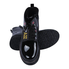 A2Z 4 Kids Girls Teens Ladies School Shoes Black Patent Glitter Heart Ankle Boot
