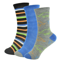 Kids Boys Dinosaur Designed Socks 3 Pack Activewear Soft Warm Socks for Boys
