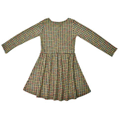 Kids Girls Skater Dress Long Sleeve Tweed Texture Flared Party Summer Dresses