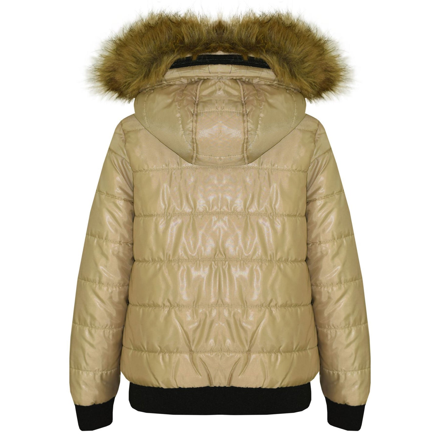 Boys Girls Jackets Kids Maya Faux Fur Hooded Padded Puffer Bubble Coats 5-13 Yrs