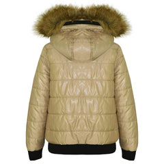 Boys Girls Jackets Kids Maya Faux Fur Hooded Padded Puffer Bubble Coats 5-13 Yrs