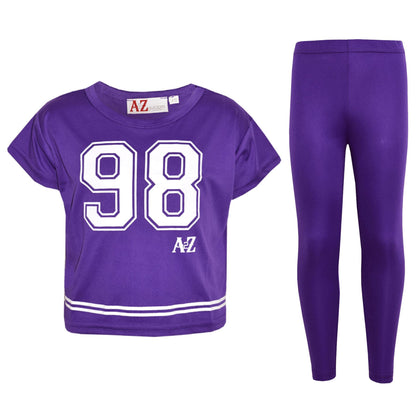 A2Z4Kids Girls Top Kids 98 Print Stylish Crop Top & Fashion Legging Set Age5-13Y