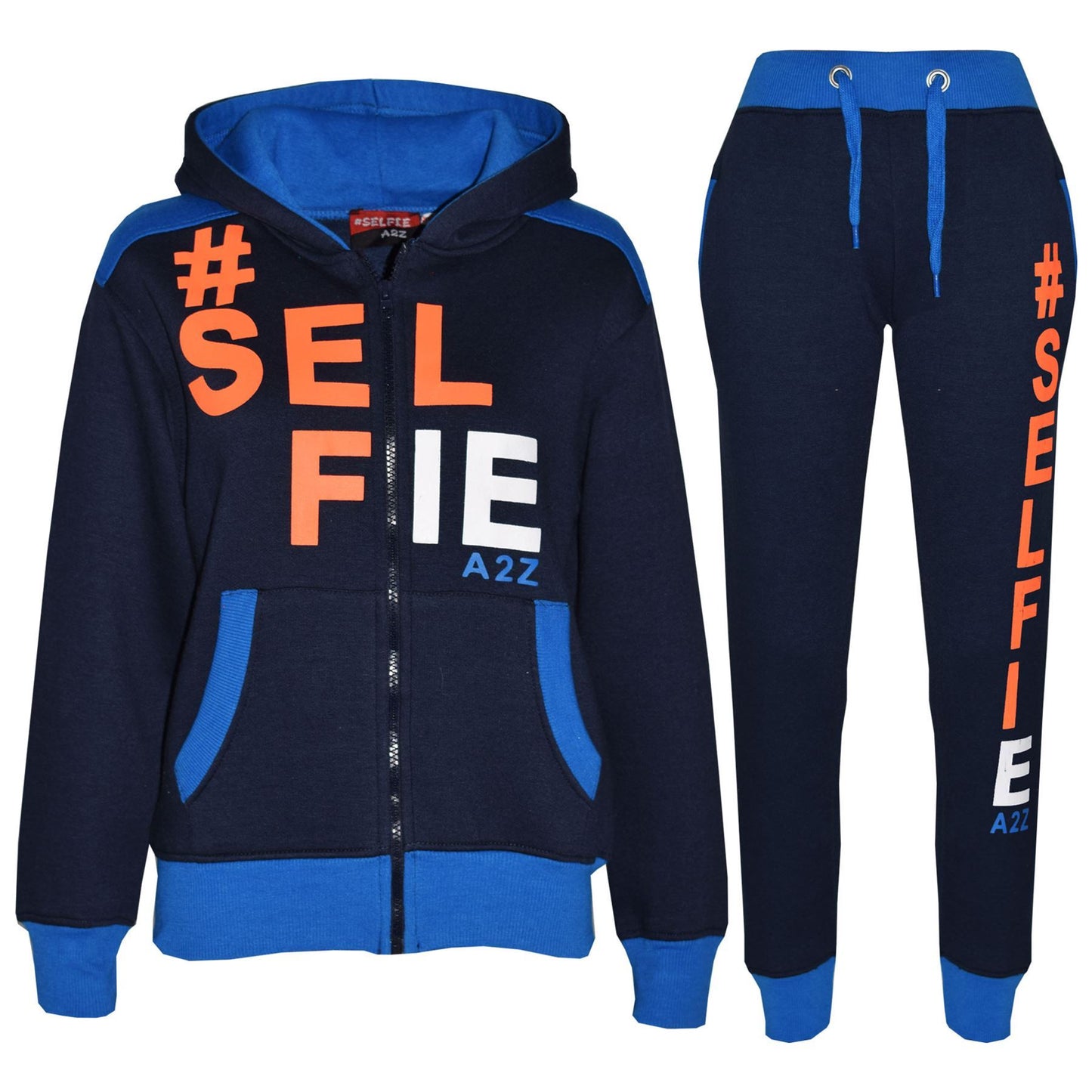 Kids Girls Boys #Selfie Tracksuit Hooded Hoodie Bottom Jog Suit Joggers 7-13 Yrs