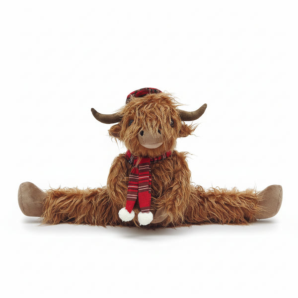 Highland Cow Door Stopper 1.5kg Weight with Tartan Scarf Decorative Door Holder
