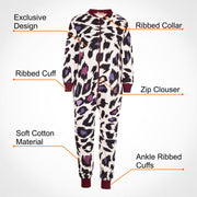 A2Z Onesie One Piece Kids Pyjamas Sleepsuit White Leopard Print Girls Outfit - A2Z 4 Kids