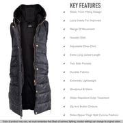 A2Z Kids Girls Fashion Oversized Hooded Quilted Gilet Black Color Padded Long Line Vest Jacket Long Sleeveless Coat Urban Winter Wear Coat 7-13 Years