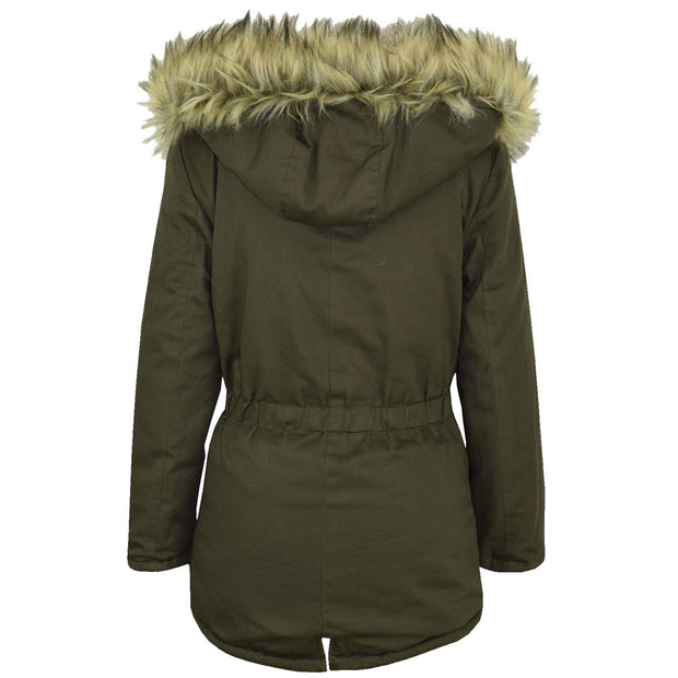 Kids Hooded Jacket Girls Fur Parka School Jackets Outwear Coat 5-13 Years