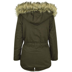 Kids Hooded Jacket Girls Fur Parka School Jackets Outwear Coat 5-13 Years