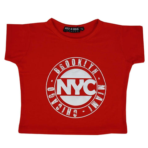 Kids Girls NYC BROOKLYN MIAMI CHICAGO Print Crop Top T Shirt Age 7-13 Years