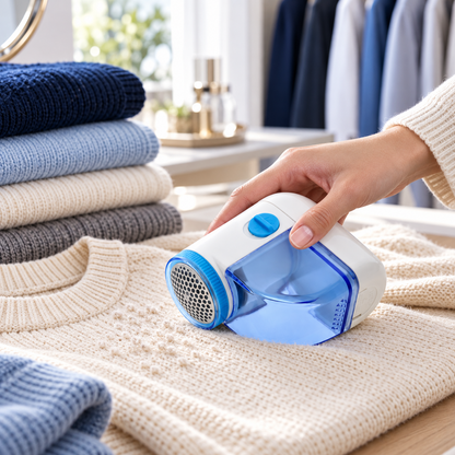 A2Z Portable Lint Remover Battery Operated Fabric Clothes Shaver Blue