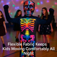 Kids Boys Girls Skeleton Glow Costume Skull Mask Halloween Fancy Dress One Piece