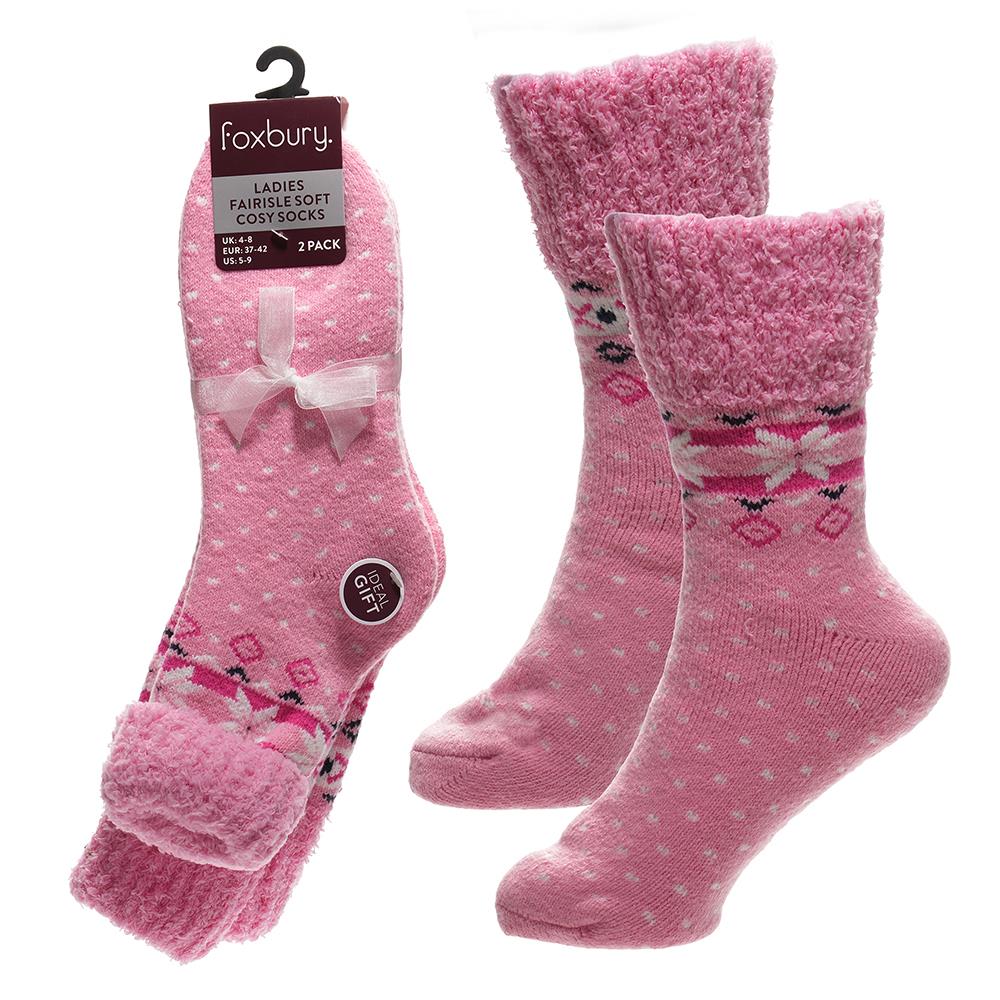A2Z Ladies Fairisle Thermal Cosy Bed Socks with Grips Extra Warm Winter Footwear