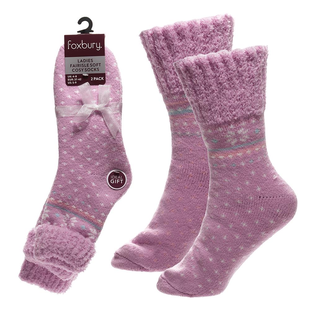 A2Z Ladies Fairisle Thermal Cosy Bed Socks with Grips Extra Warm Winter Footwear